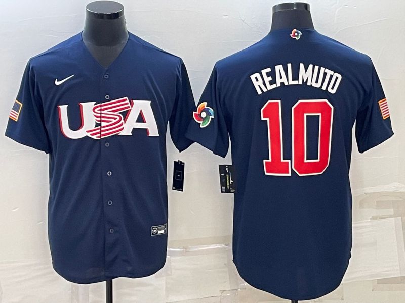 Men 2023 World Cub USA #10 Realmuto Blue Nike MLB Jersey6->more jerseys->MLB Jersey